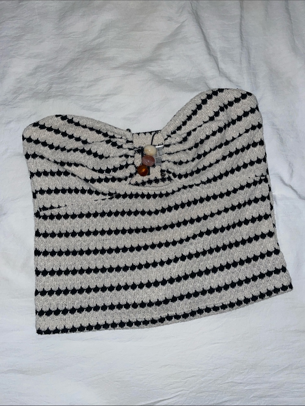 H&M Black and Cream Printed Tube Top